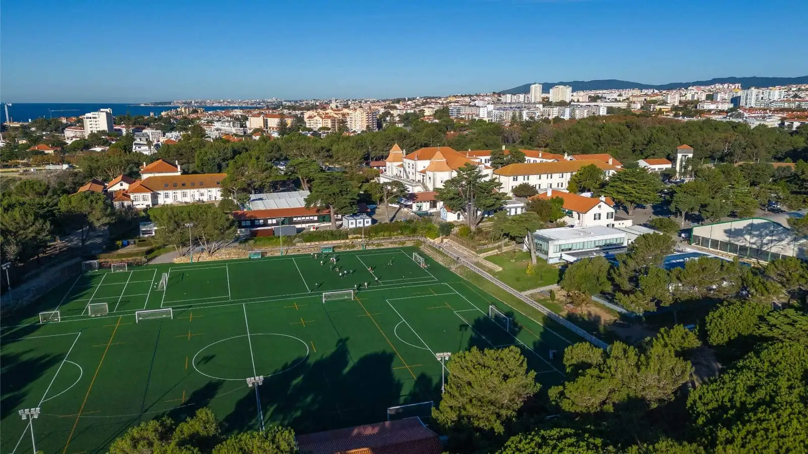 Aerial view of the St. Julian's School campus in Carcavelos